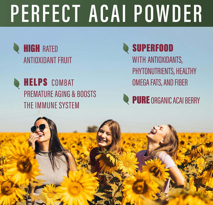 Perfect Supplements – Perfect Acai Powder – 95 g – Pure Organic Freeze-Dried Acai Berry Superfood