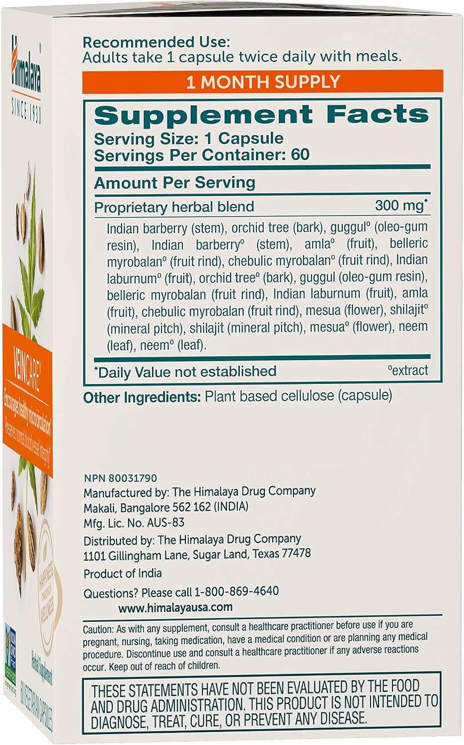 Himalaya VeinCare - Herbal Vein Support Supplement for Circulation and Rectal Comfort - görsel 2