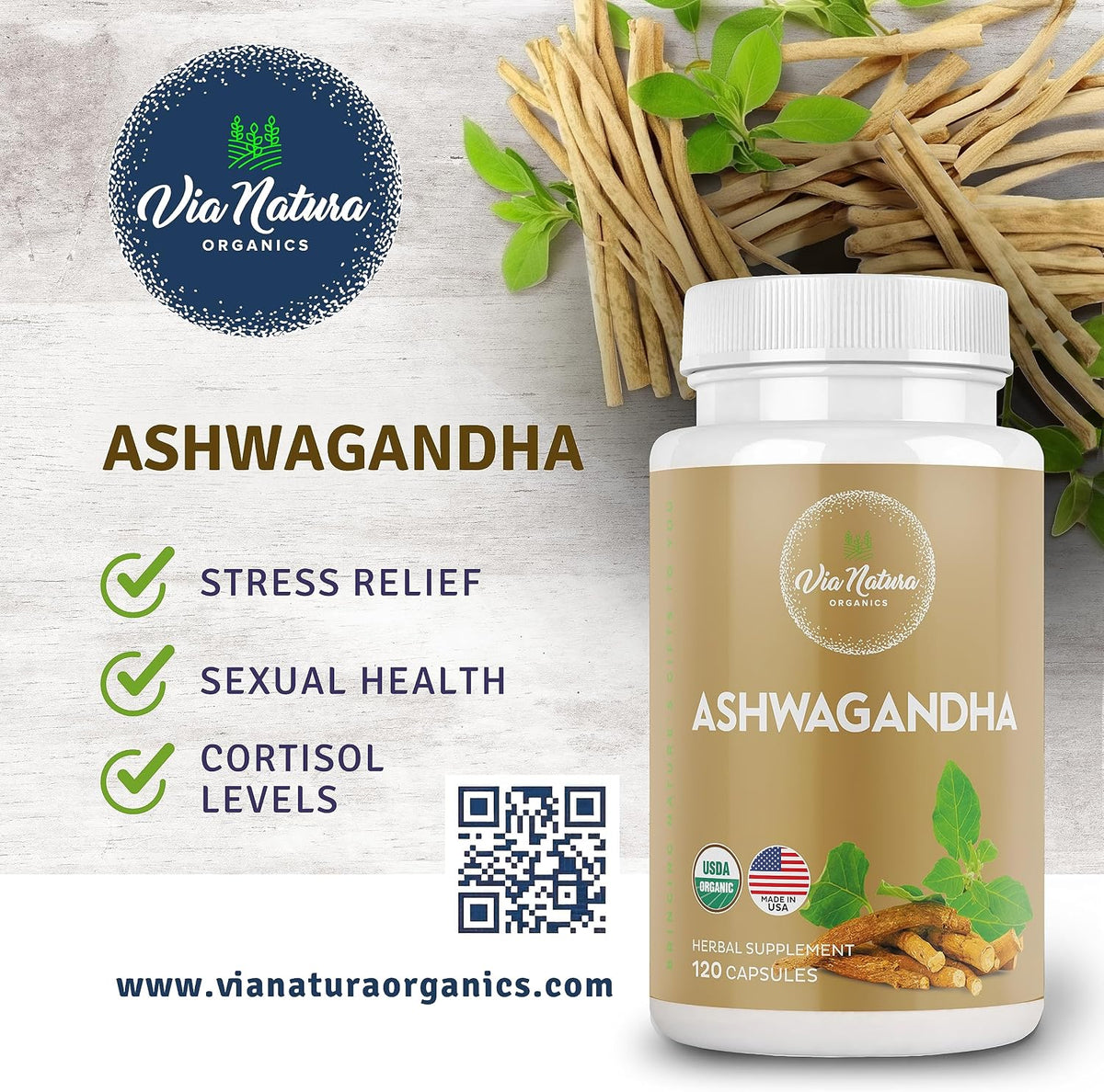 Organic Ashwagandha Capsules 1000mg | Herbal Supplement - 120 Capsules - görsel 3