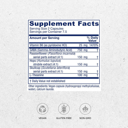 Vitanica GABA Ease - Calming Support Food Supplement with GABA, L-Theanine & Herbal Nervines - Vegan, 15 Capsules