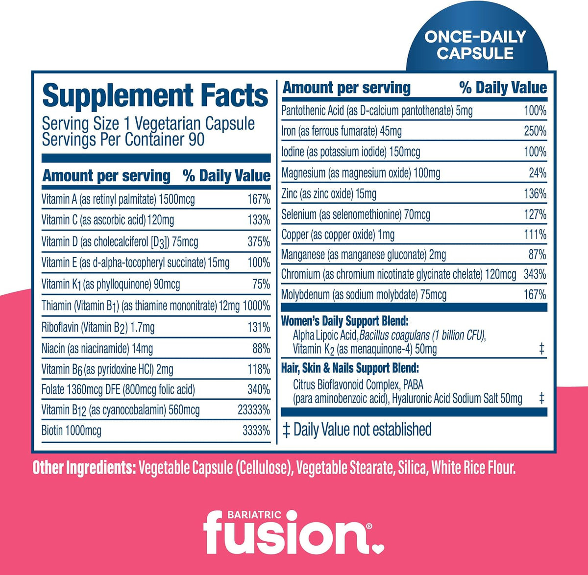 Bariatric Fusion One Per Day Bariatric Multivitamin with Iron for Women – 90 Capsules (3 Month Supply) - görsel 4