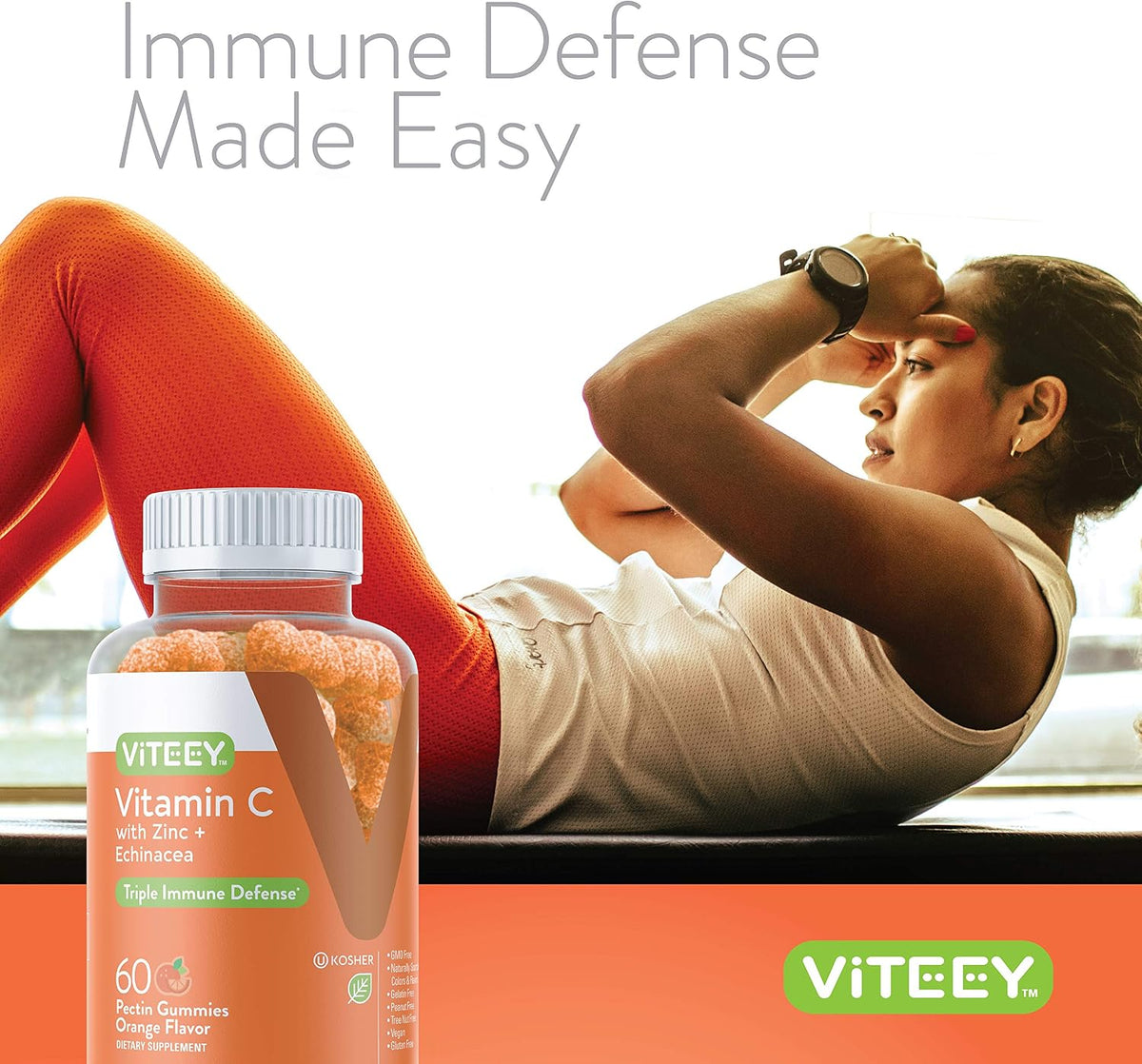 Viteey Vitamin C Gummies for Adults & Teens with Zinc & Echinacea – 120 Count | Immune Support Gummies - görsel 6