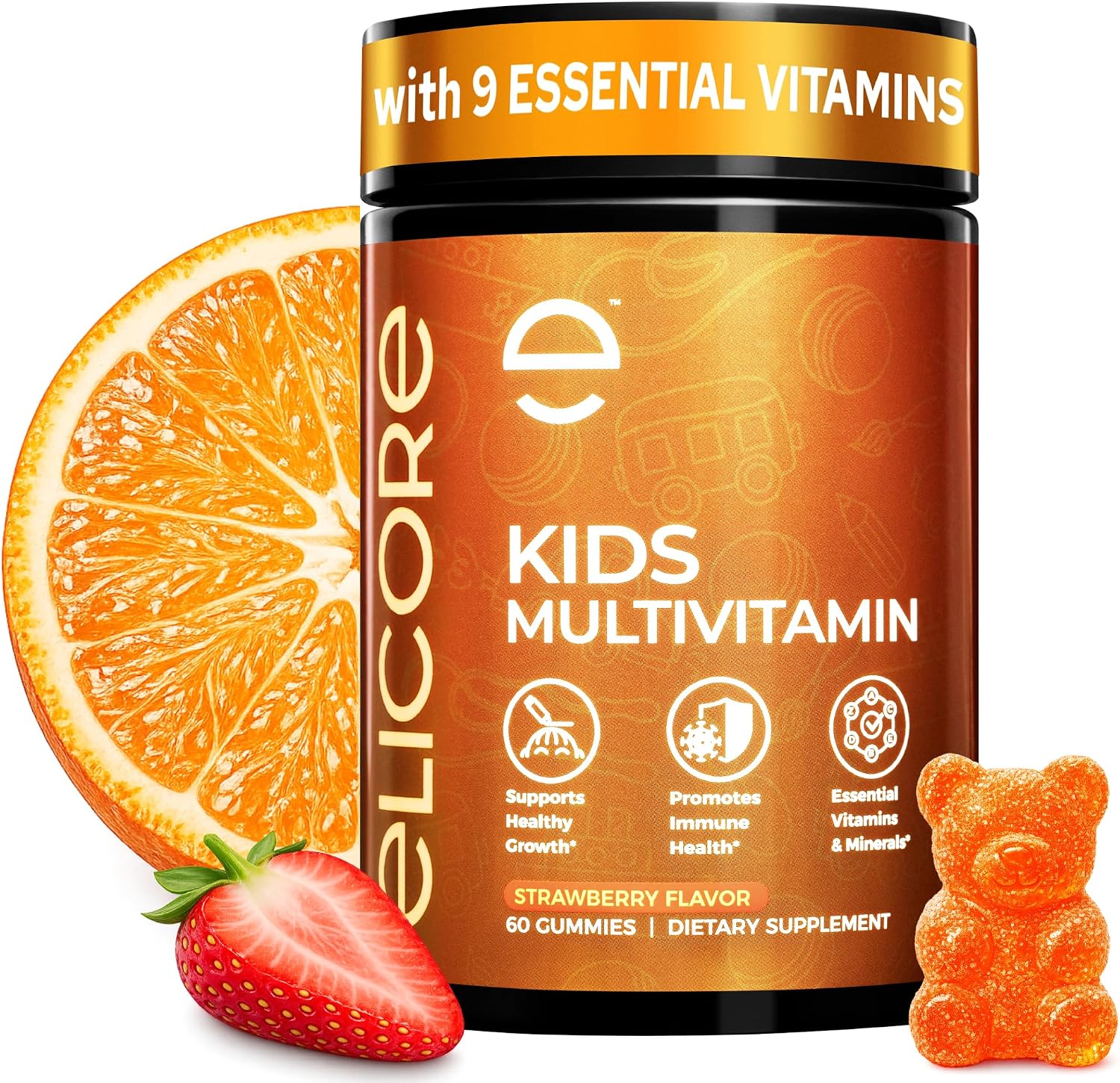 Premium Children's Multivitamin Gummies – 12 in 1 Gummy Vitamins – Chewable Multivitamin for Toddlers and Teens – Immune, Brain & Focus Support – GMO-Free, Gluten-free – 2 Months Supply - görsel 1