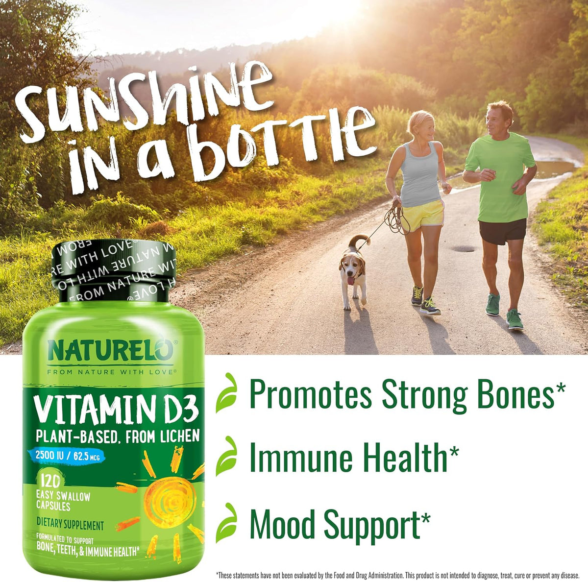 NATURELO Vitamin D3 2500 IU - Plant Based from Lichen - Vegan Supplement for Immune & Bone Health - 120 Capsules - görsel 4