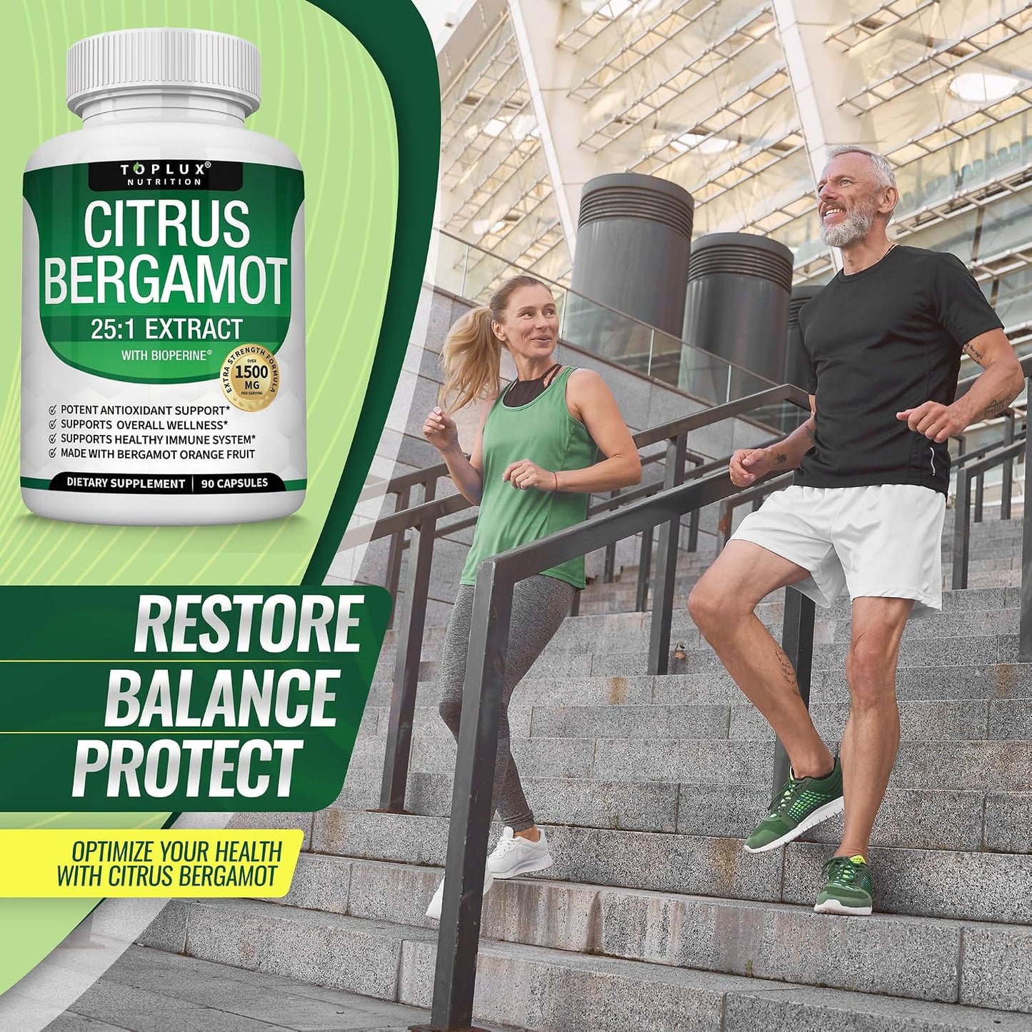 Toplux Citrus Bergamot Supplement 1500mg – High Potency 25:1 Extract with Black Pepper for Enhanced Absorption, Vegan, Non-GMO, 90 Capsules - görsel 8