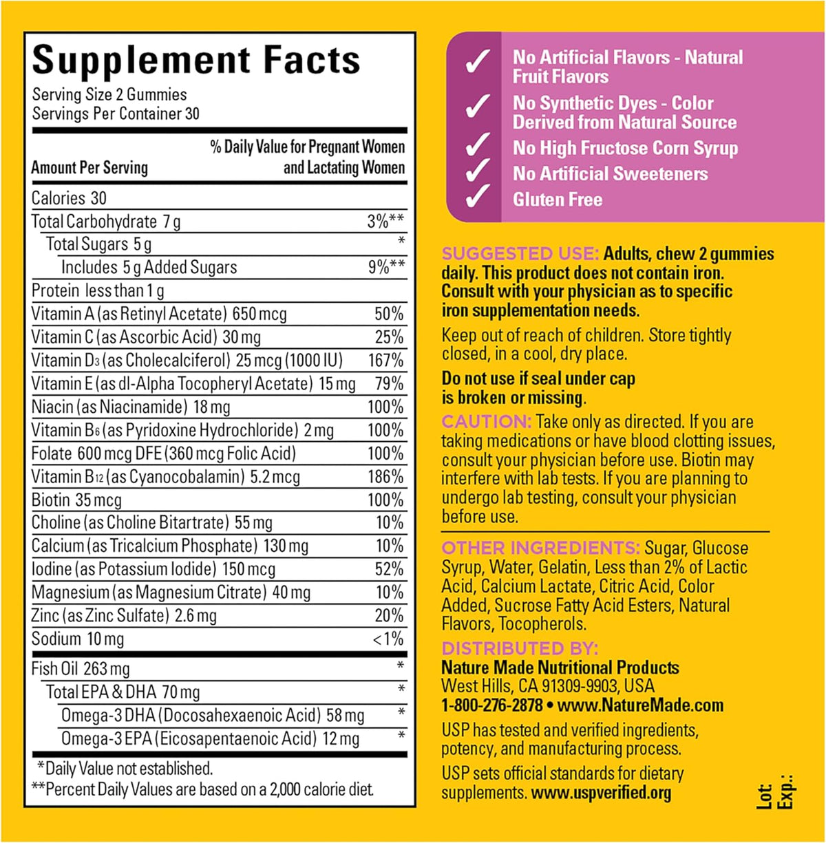 Nature Made Prenatal Gummies with DHA and Folic Acid, 60 Gummies (30-Day Supply) - görsel 8