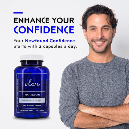 Elon Matrix Man - 60 Day Supply - Hair Growth Vitamins for Men – Saw Palmetto & Biotin – Advanced Formula – Supports Normal Hair Maintenance – (120 Capsules)