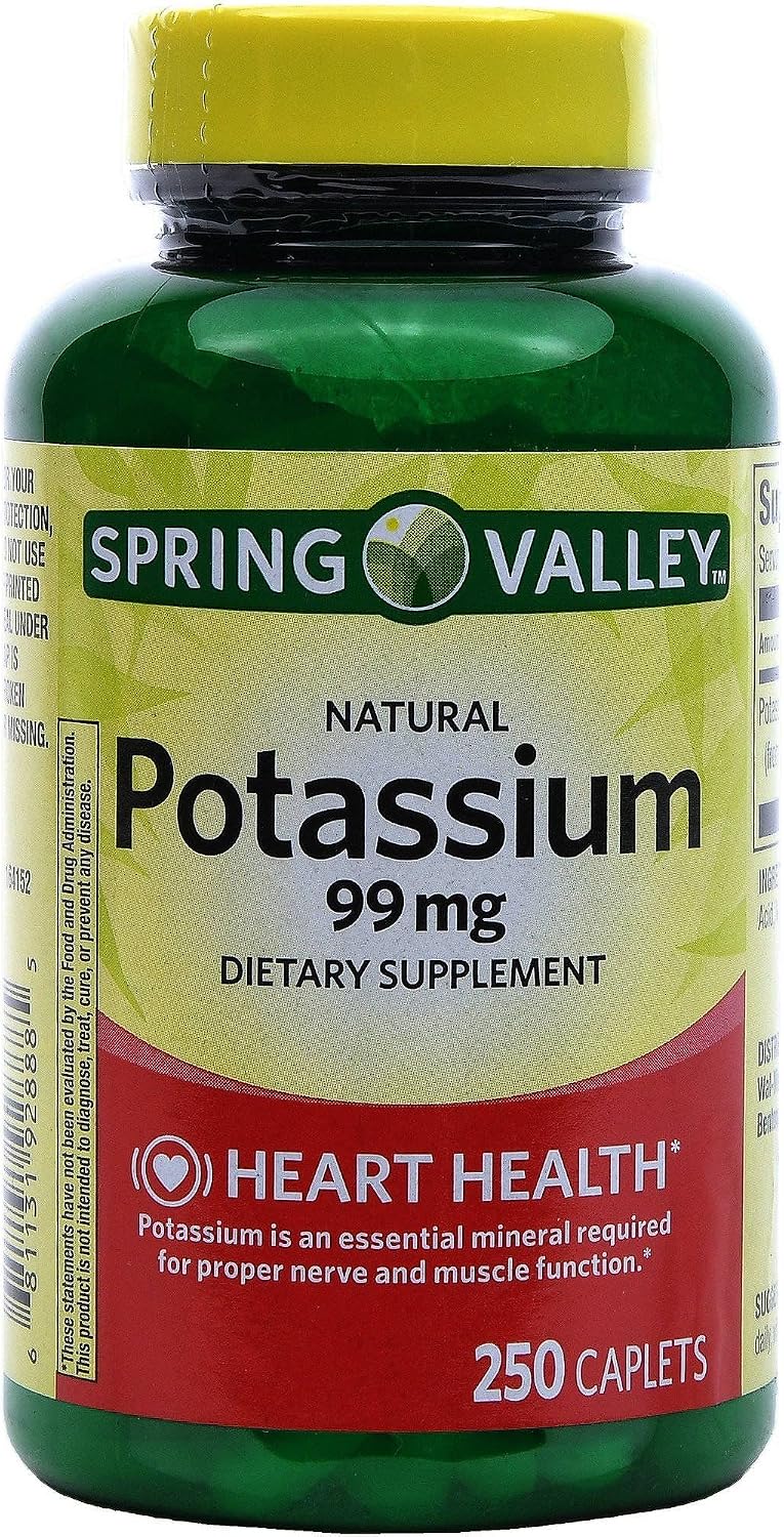 Spring Valley Potassium 99 mg from Potassium Gluconate 595 mg, 250 Caplets - görsel 1