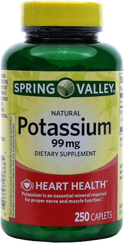 Spring Valley Potassium 99 mg from Potassium Gluconate 595 mg, 250 Caplets