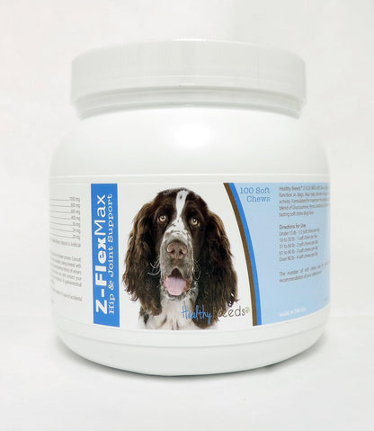 Healthy Breeds English Springer Spaniel Z-Flex Max + Glucosamine + Chondroitin + Omegas – Hip & Joint Support – 100 Bacon Flavoured Soft Chews