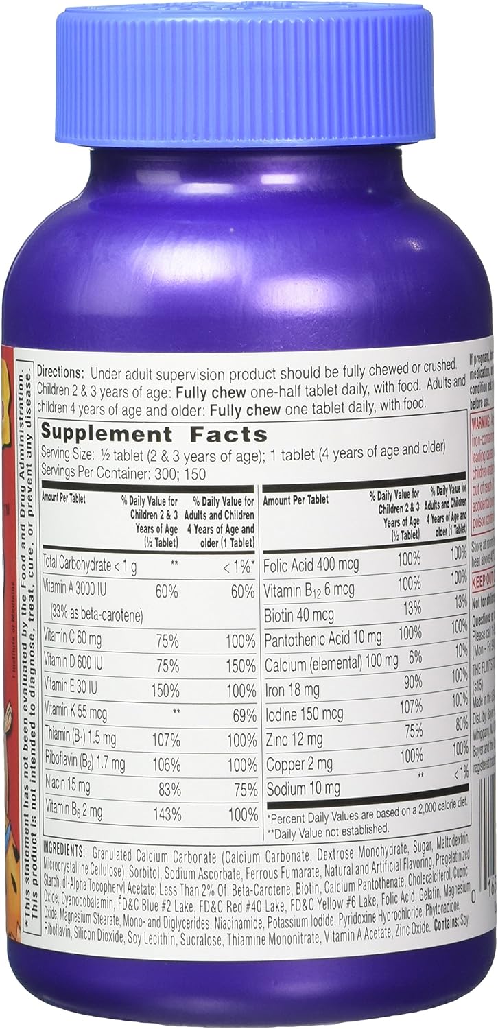Flintstones Complete Chewable Children's Multivitamin with Iron, 300 Tablets (Pack of 2) - görsel 2