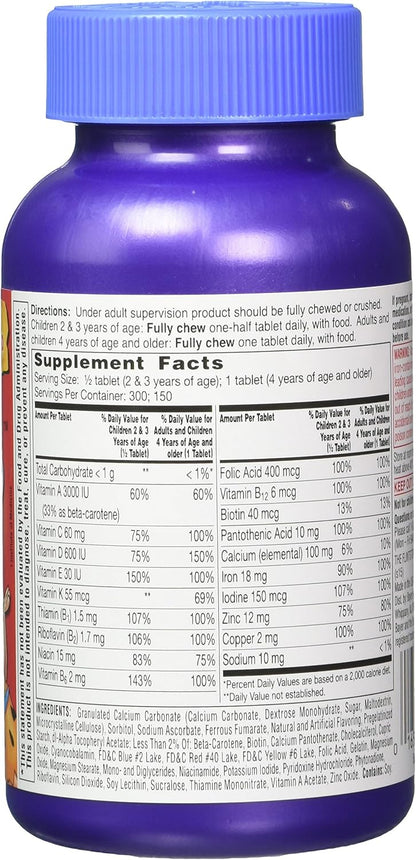Flintstones Complete Chewable Children's Multivitamin with Iron, 300 Tablets (Pack of 2)