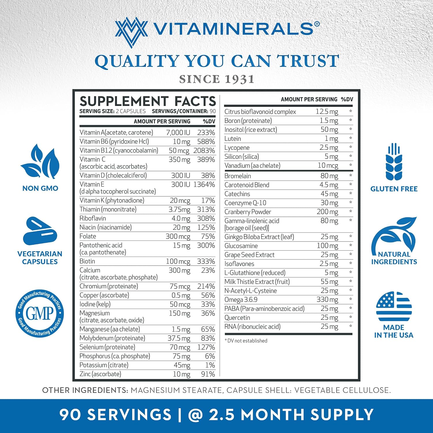 Vitaminerals CombAdult Comprehensive Vitamin & Mineral Formula (180 Veggie Capsules) - görsel 3