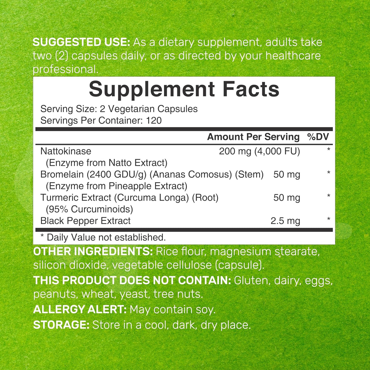 Nattokinase Supplement 4000 FU with Bromelain, Turmeric & Black Pepper – Digestive Enzymes & Heart Health – 240 Veggie Capsules - görsel 2