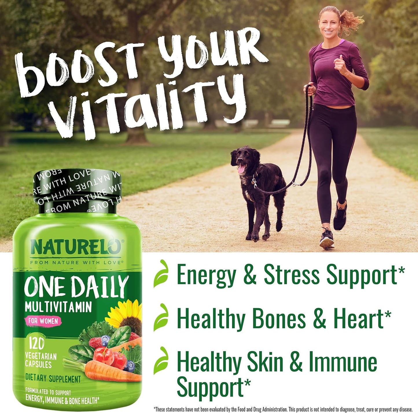 NATURELO One Daily Multivitamin for Women with Vitamin B12, 120 Capsules, Energy Support, Whole Food Daily Women's Multivitamin Supplement, Nourish Hair/Skin/Nails, Non-GMO, No Soya, Gluten-free, 4 Month Supply - görsel 4