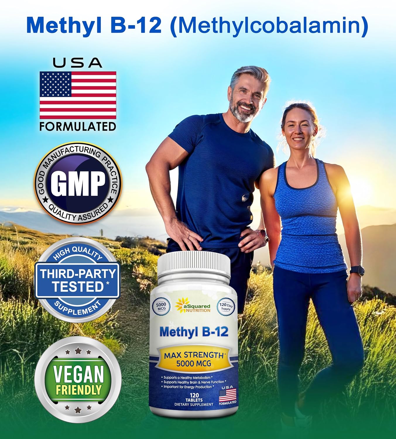 aSquared Nutrition Vitamin B12 5000mcg with Methylcobalamin - 120 Tablets - görsel 4