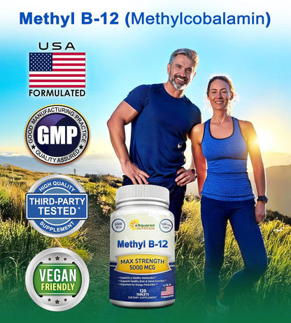 aSquared Nutrition Vitamin B12 5000mcg with Methylcobalamin - 120 Tablets