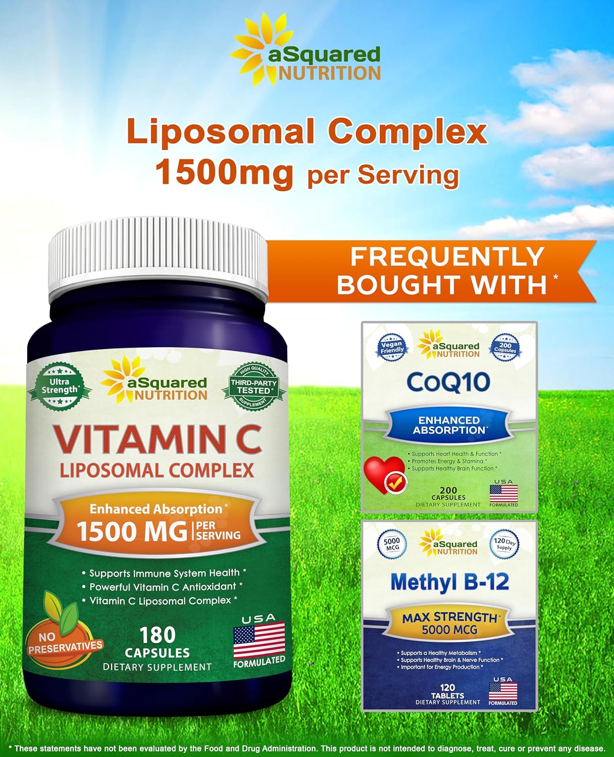 aSquared Nutrition Vitamin C Liposomal Complex - 1500mg - 180 Capsules - High Absorption Supplement - görsel 5