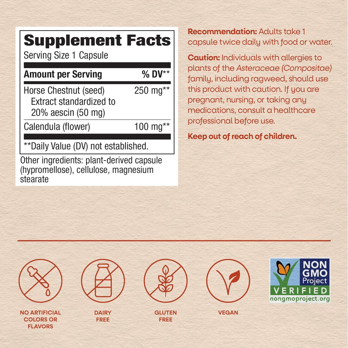 Nature's Way Horse Chestnut Extract – Premium Extract, Traditional Support for Leg Veins, Standardised to 20% Aescin, 90 Capsules - görsel 6