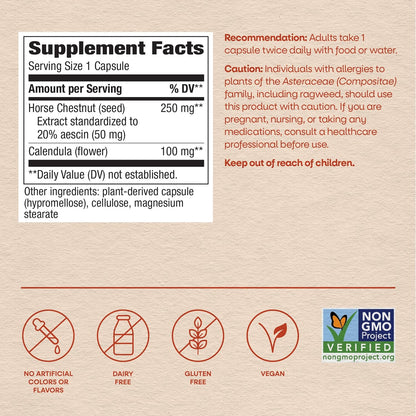 Nature's Way Horse Chestnut Extract – Premium Extract, Traditional Support for Leg Veins, Standardised to 20% Aescin, 90 Capsules