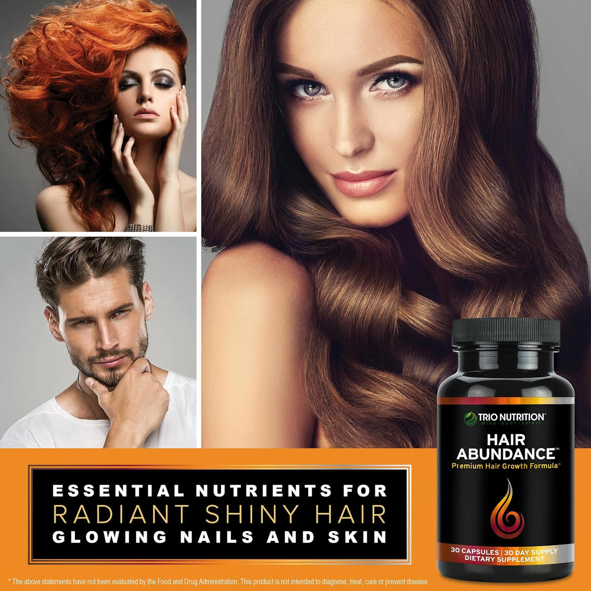 TRIO NUTRITION Hair Abundance - Biotin – Zinc: Contributes to normal hair and nail health. – Image 4