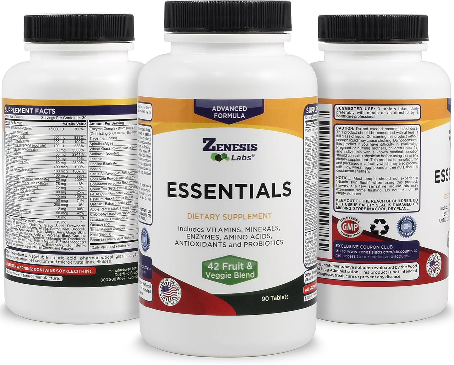 Essentials - Natural & Nutrient Rich Multivitamin with Minerals, Enzymes, Amino Acids, Antioxidants and Probiotics (90 Tablets) - görsel 6
