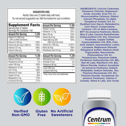 Centrum Silver Men's 50+ Multivitamin with Vitamin D3, B Vitamins, Zinc - 200 Tablets