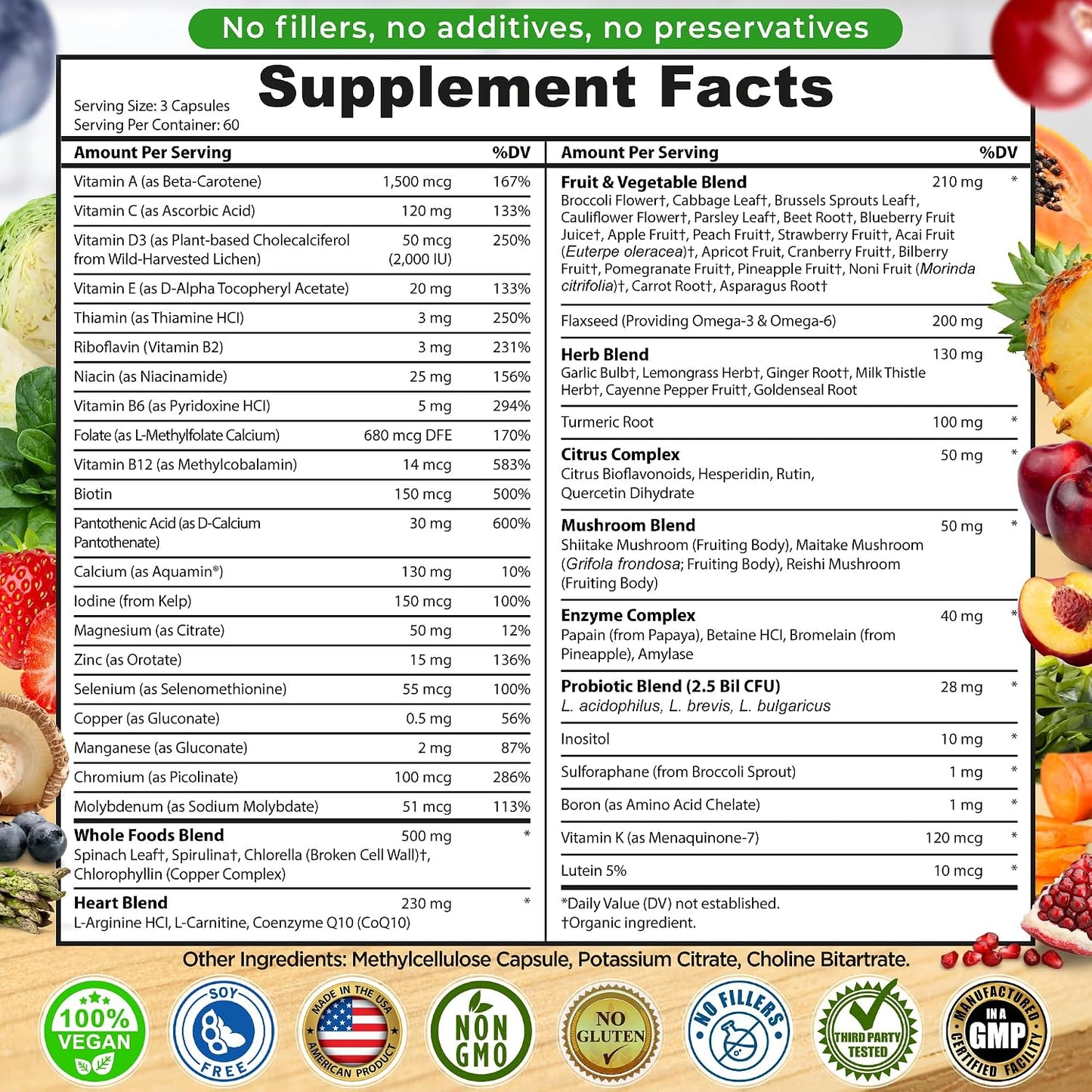 SUPPLEMENTS STUDIO Vegan Whole Food Multivitamin Without Iron - 180 Capsules - görsel 6