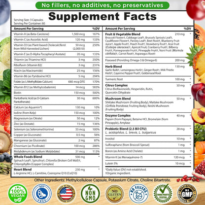 SUPPLEMENTS STUDIO Vegan Whole Food Multivitamin Without Iron - 180 Capsules