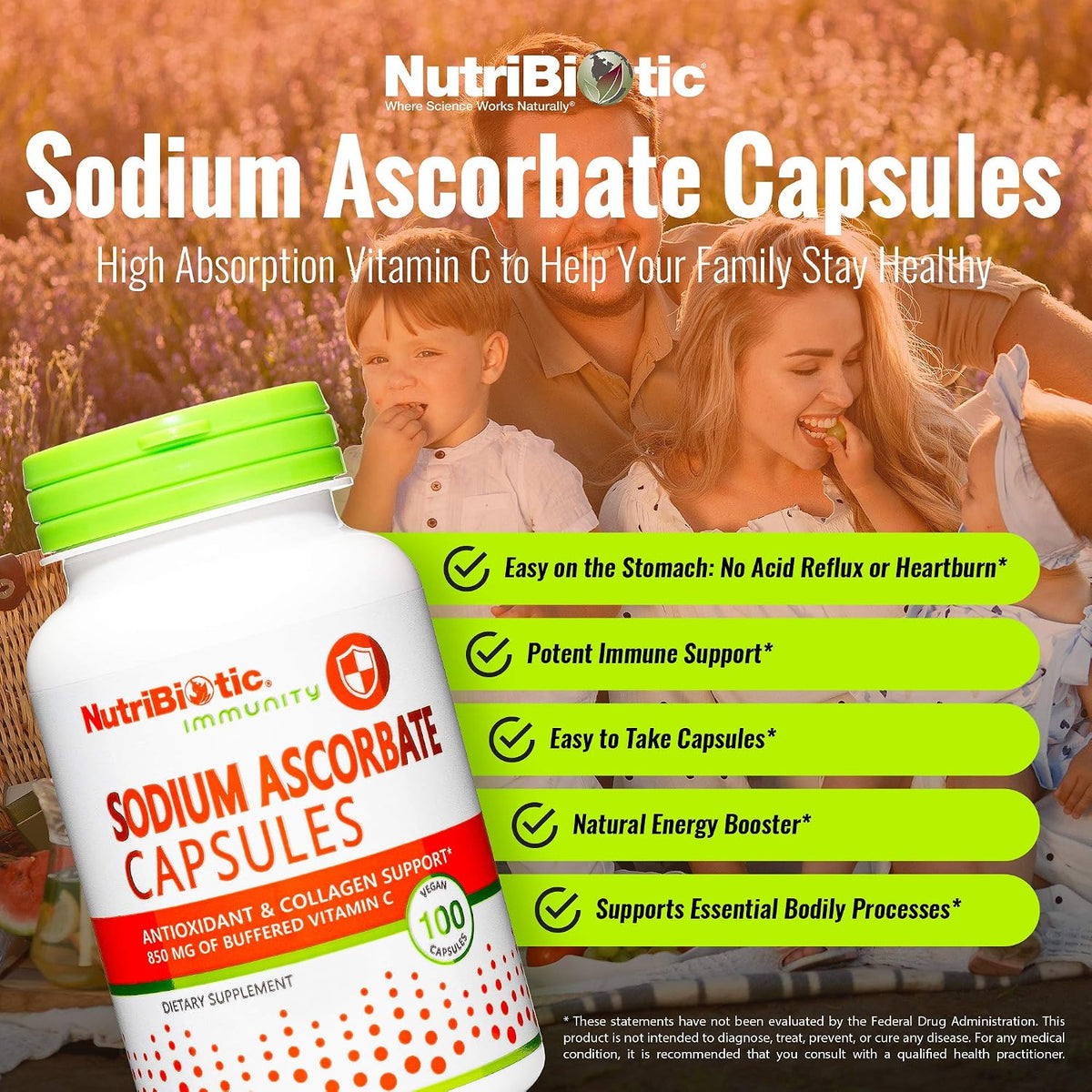 NutriBiotic Sodium Ascorbate Buffered Vitamin C Capsules, 100 Capsules - görsel 2