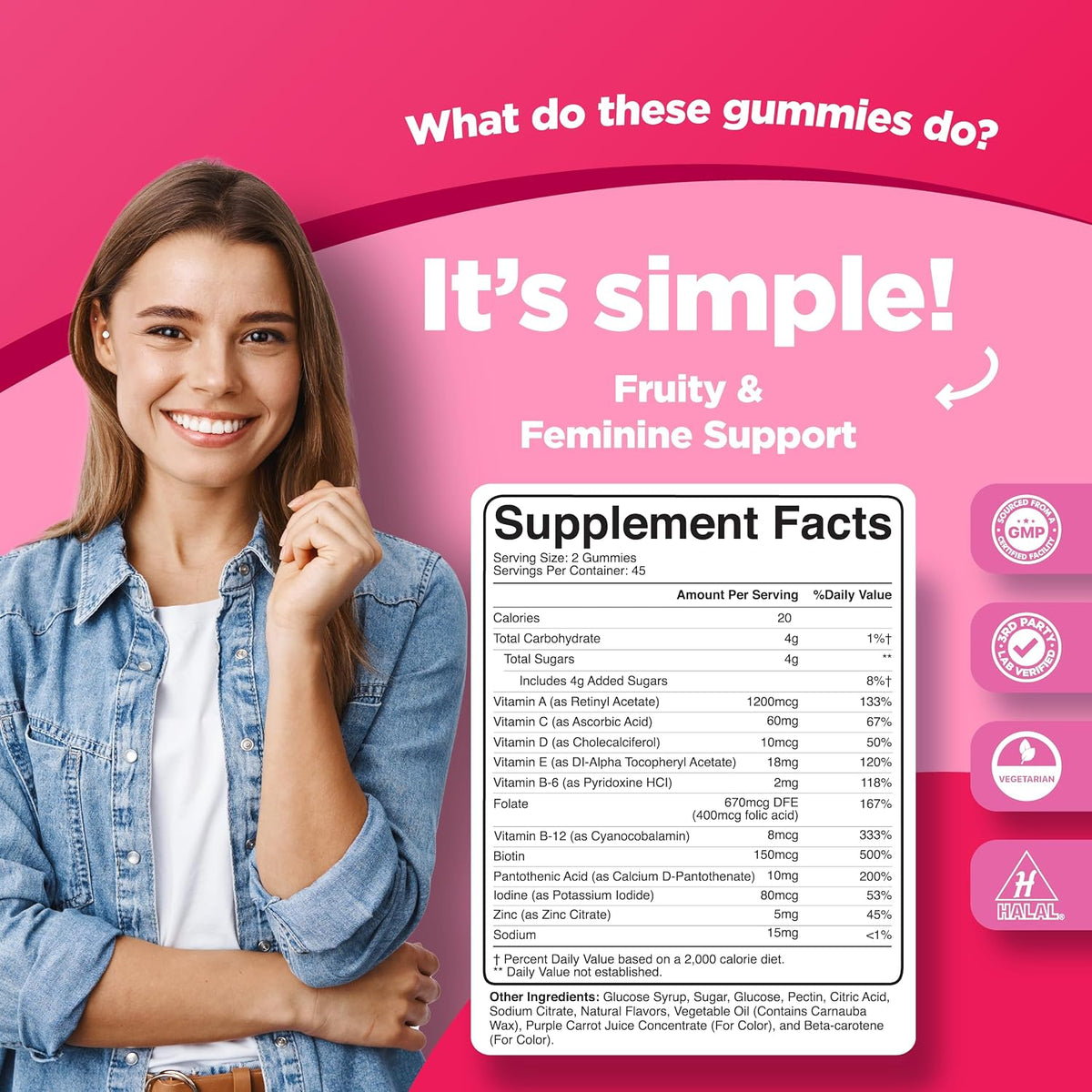 Phytoral Women's Multivitamin Gummy Vitamins for Adults – Natural Multivitamin for Women Gummies with Zinc – 90 Count - görsel 3
