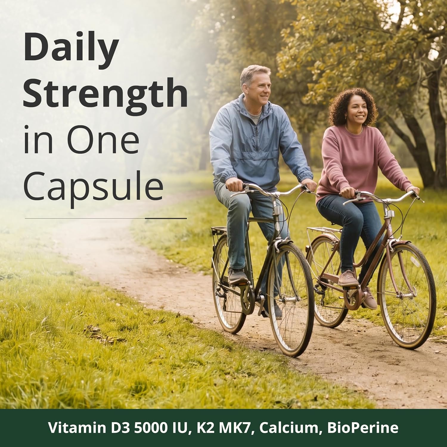 Vitamin D3 K2 Calcium Supplement – Bone, Muscle & Immune Support – 60 Capsules - görsel 3