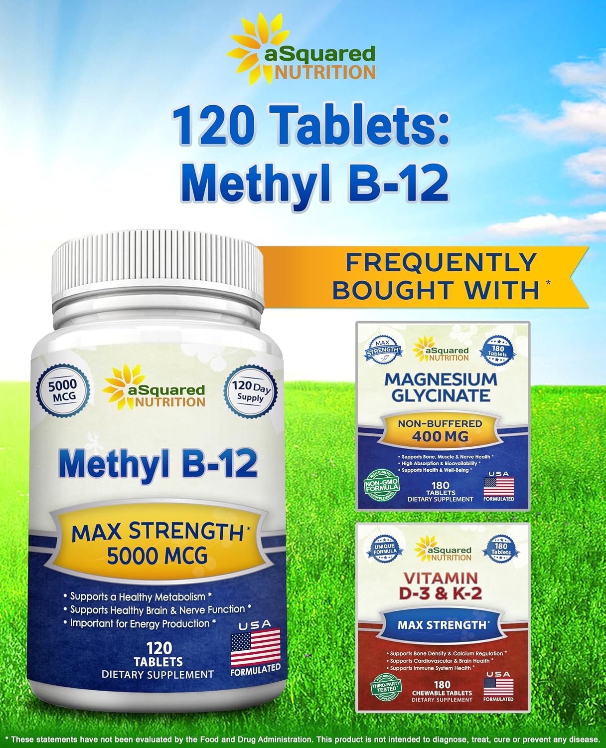 aSquared Nutrition Vitamin B12 5000mcg with Methylcobalamin - 120 Tablets - görsel 8