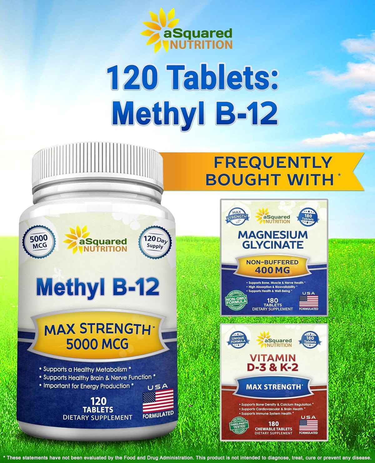aSquared Nutrition Vitamin B12 5000mcg with Methylcobalamin - 120 Tablets - görsel 8