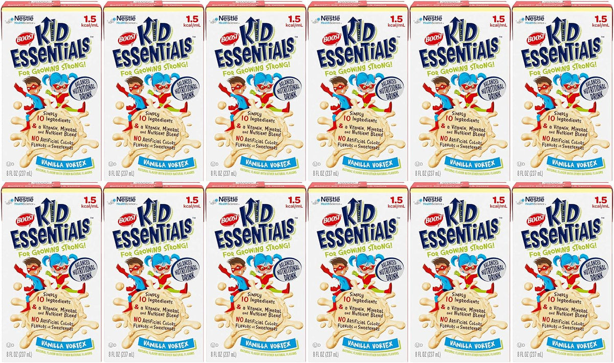 Boost Kid Essentials 1.5 Nutritional Drink, Balanced Nutritional Drink, Ready to Drink Nutrition Beverage, Children's Nutrition Shake, High Calorie Nutrition Drink, Vanilla Vortex, 237 ml (Pack of 12) - görsel 1