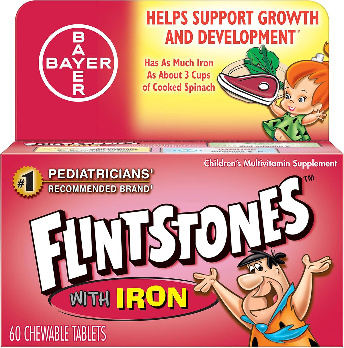 Flintstones Plus Iron Chewable Vitamins - 60ct - görsel 1