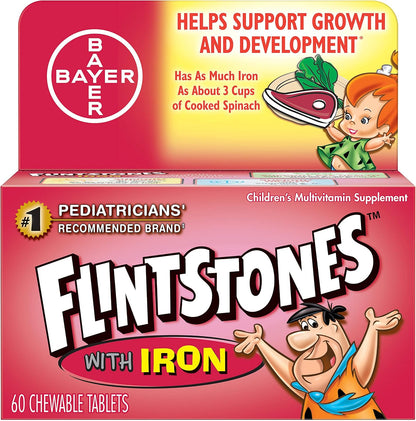 Flintstones Children's Multivitamin Plus Iron Chewable Tablets, 60 Tablets (Pack of 3)