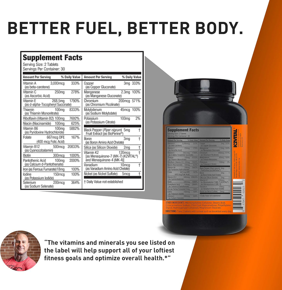 Vita JYM Daily Multivitamin and Mineral Support for Men and Women, 60 Tablets - görsel 2