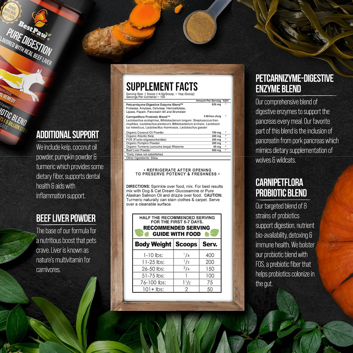 Best Paw Nutrition Probiotics for Dogs – Digestive Enzymes & Probiotic Powder with Pumpkin, Turmeric, Prebiotic FOS, Beef Liver Flavour (454 g) - görsel 5