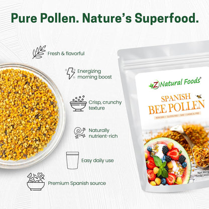 Z Natural Foods Spanish Bee Pollen Granules - Raw & Pure, 454 g