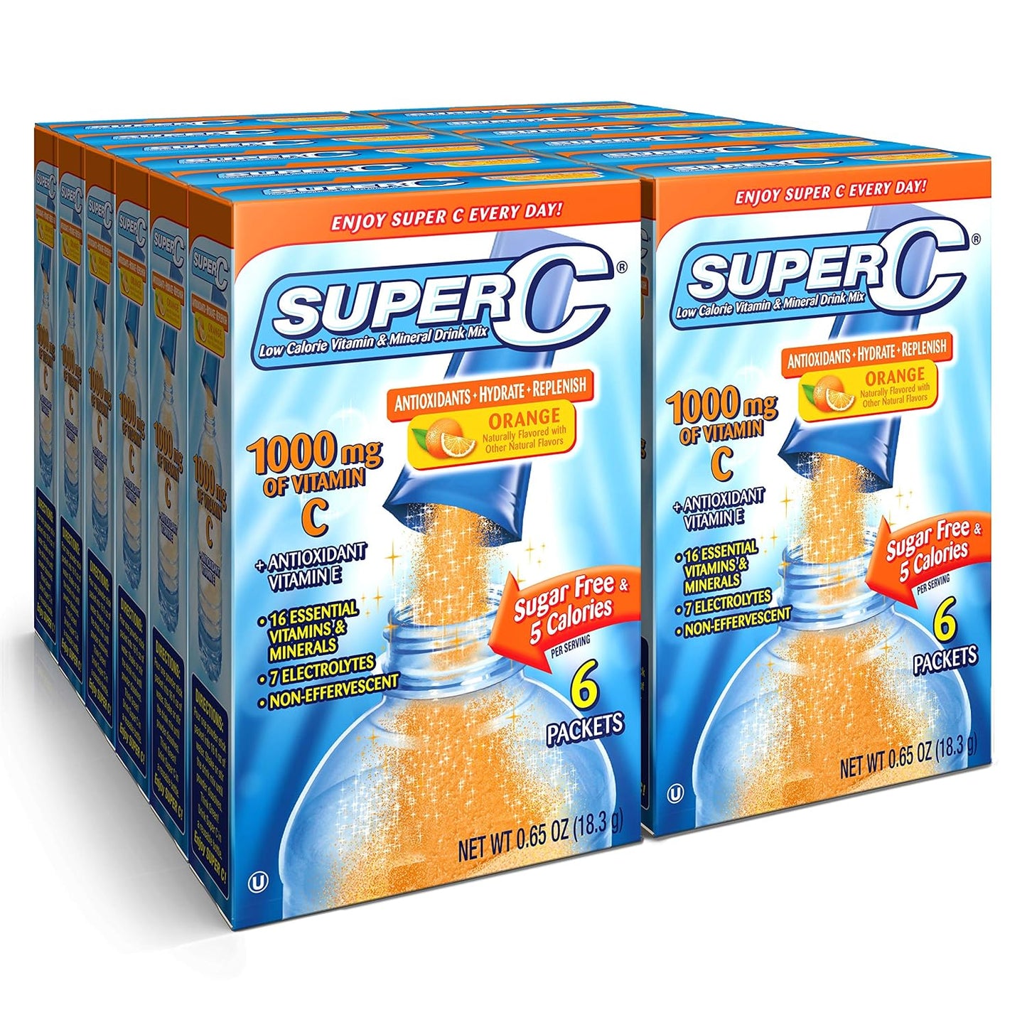 Super C Vitamin & Mineral Drink Mix, Orange, 72 Single-Serve Packets - görsel 1