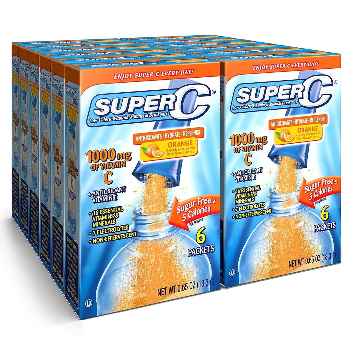 Super C Vitamin & Mineral Drink Mix, Orange, 72 Single-Serve Packets - görsel 1