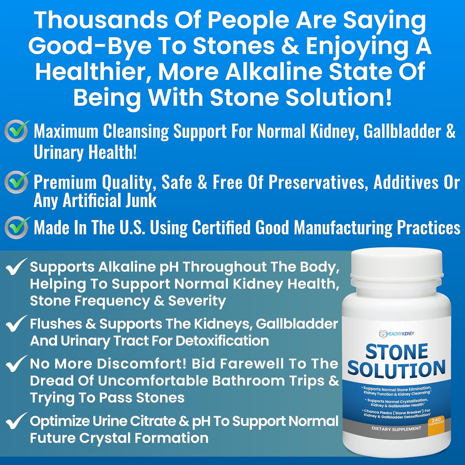 Stone Solution Capsules – Natural Kidney Stone Support, Cleanser & Flush (60 Servings) - görsel 3