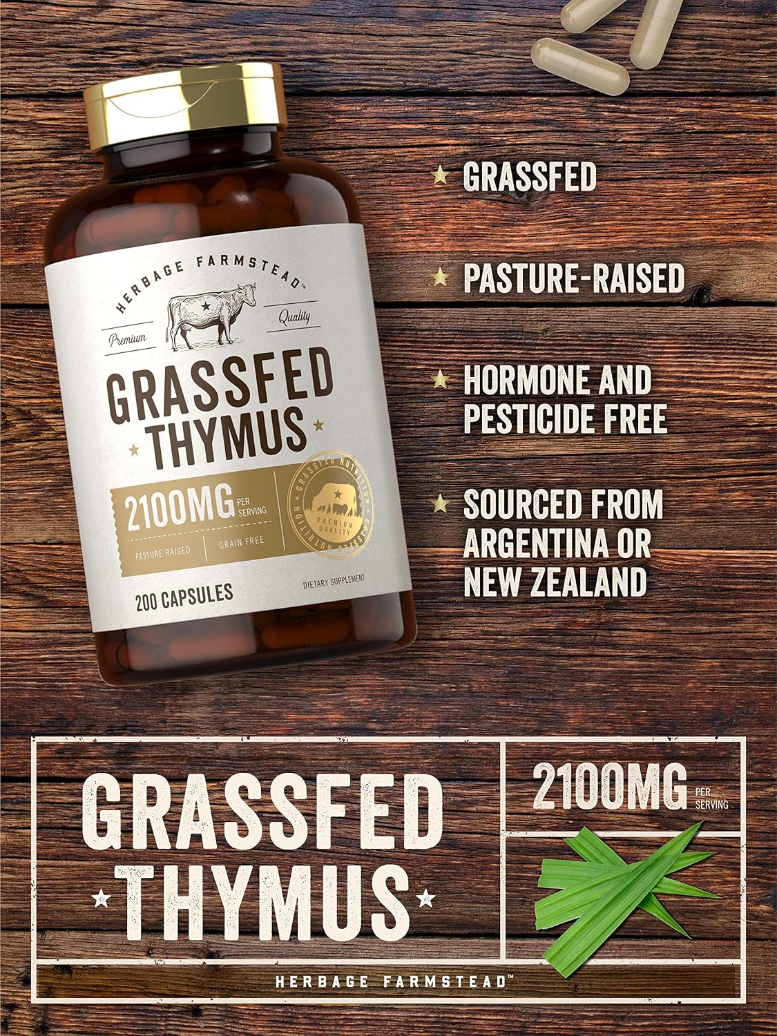 Carlyle Grass-Fed Beef Thymus, 2100 mg, 200 Capsules - görsel 3