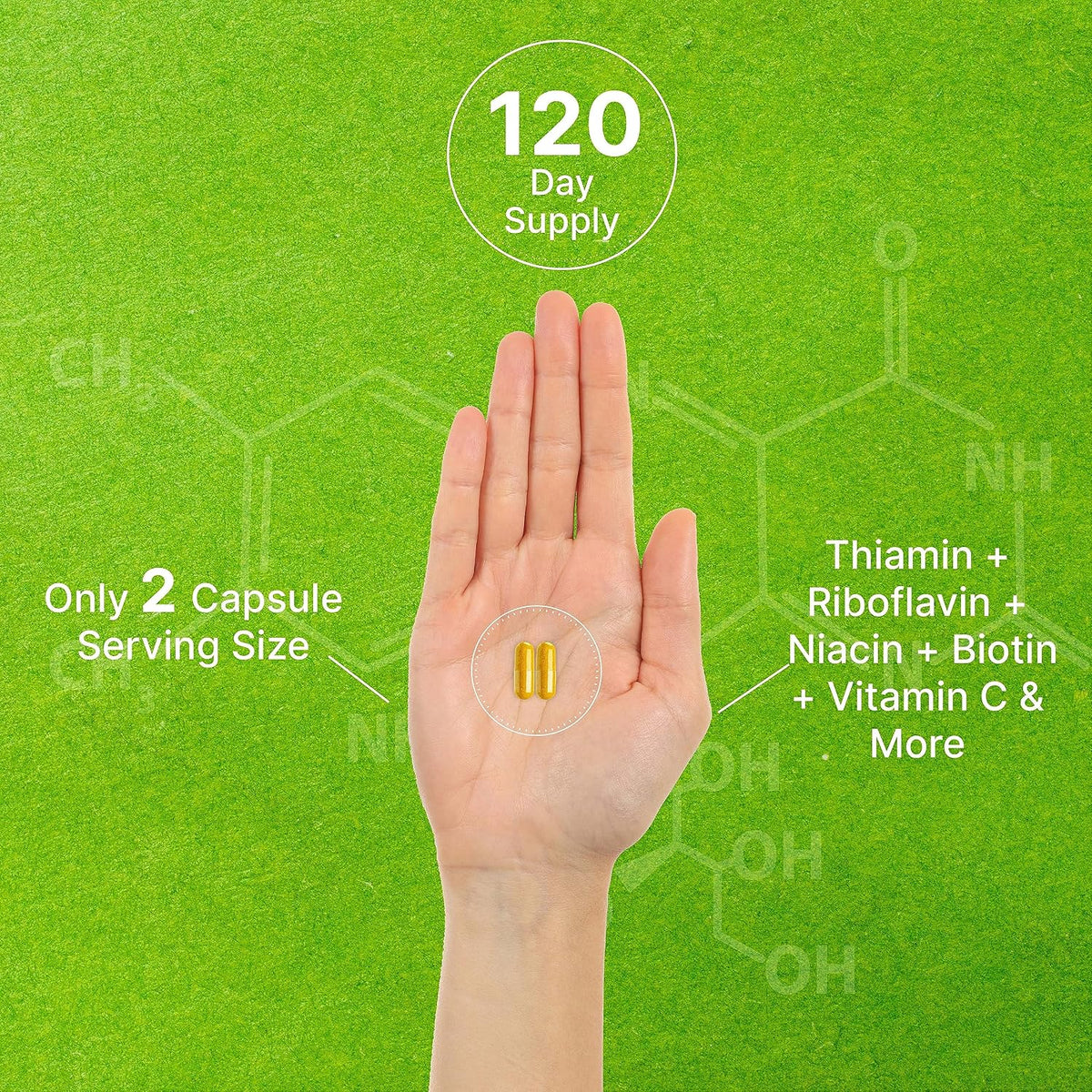 Bioactive Vitamin B Complex with Methylated B Vitamins & Vitamin C - 240 Vegetable Capsules - görsel 5