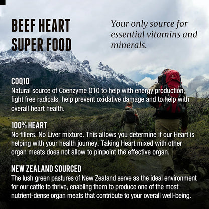One Earth Health Grass-fed Beef Heart - New Zealand Sourced Heart. 3,000 mg per Serving, 200 Capsules
