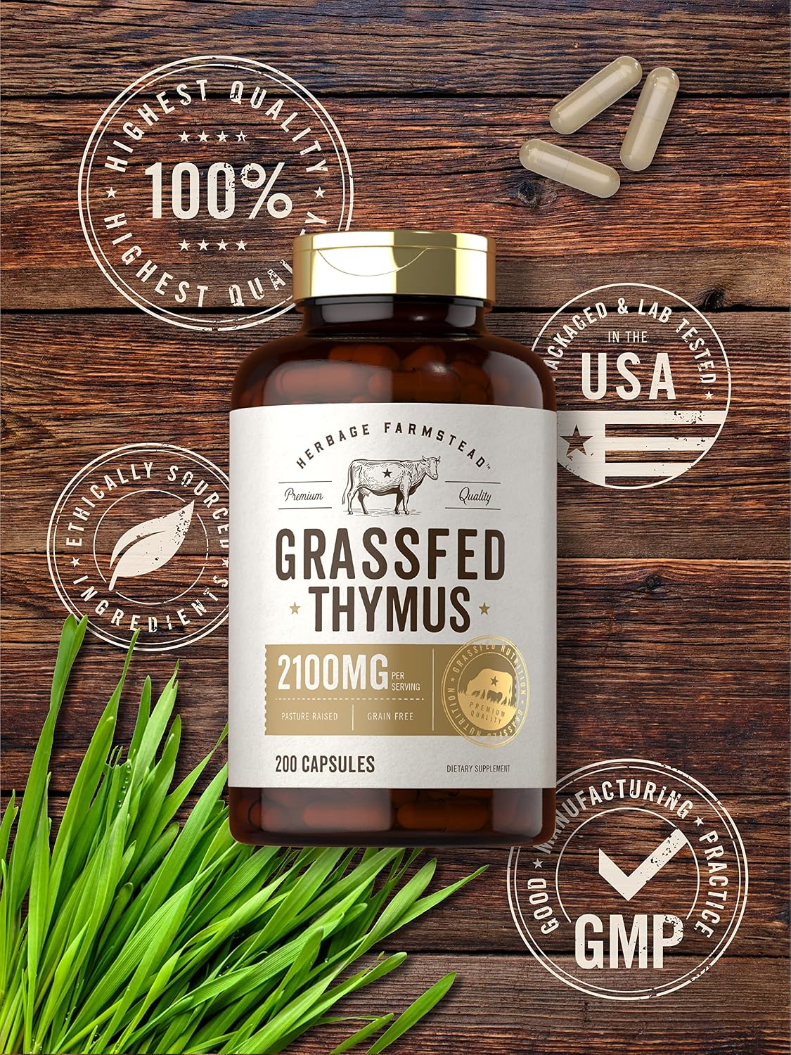 Carlyle Grass-Fed Beef Thymus, 2100 mg, 200 Capsules - görsel 5