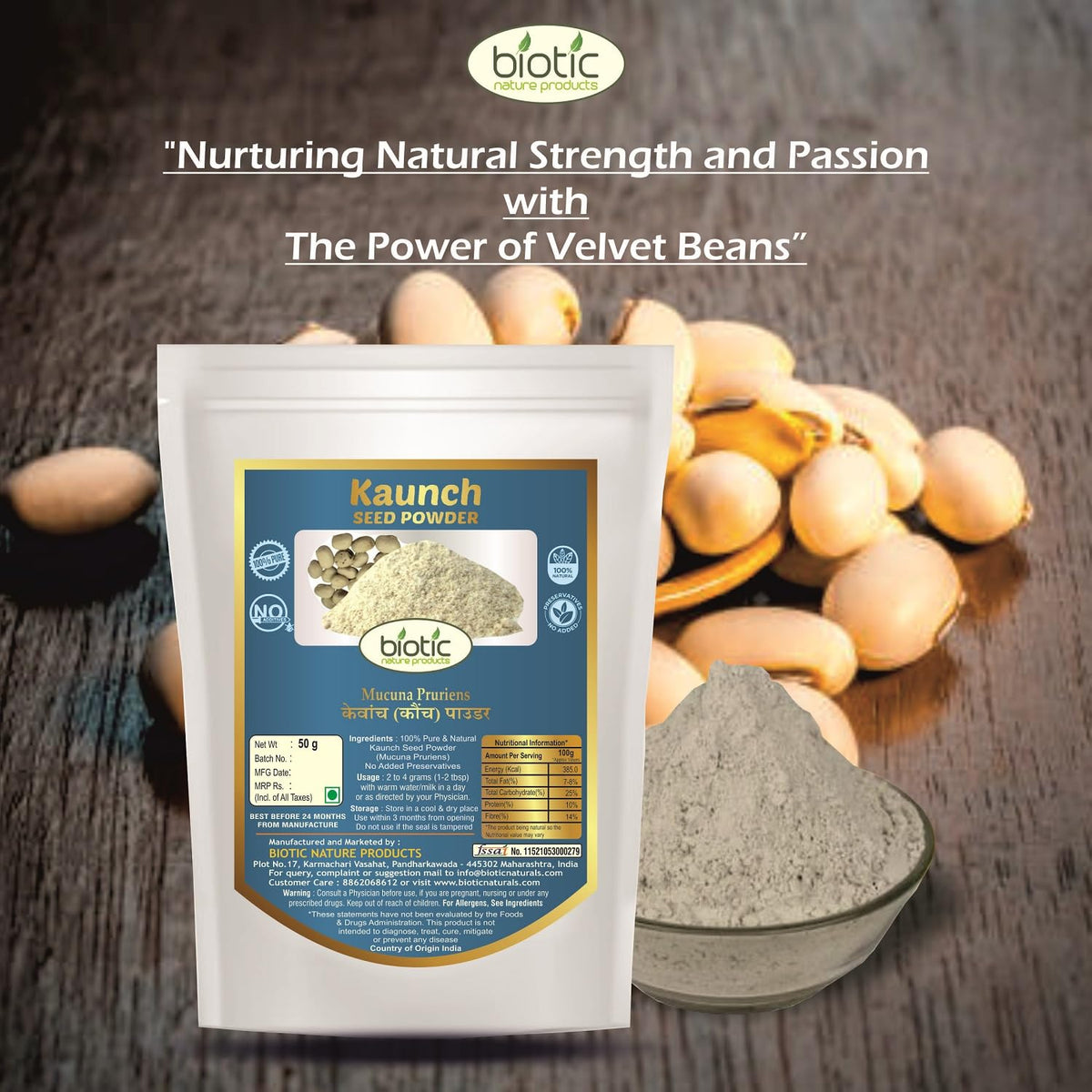 Biotic Safed Musli, Ashwagandha, Shatavari, Gokhru, Vidarikand & Kaunch Seed Powder - 300g (50g each) - görsel 5