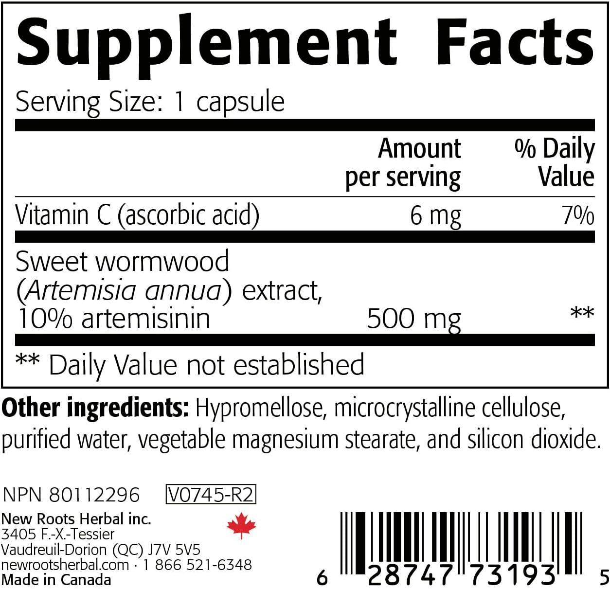 NEW ROOTS HERBAL Sweet Wormwood Extract Supplement (500 mg) Capsules with Vitamin C | Gut Cleanse and Detox Supplement with Wormwood, Digestive & Immune Support (60 Veg Capsules) - görsel 4