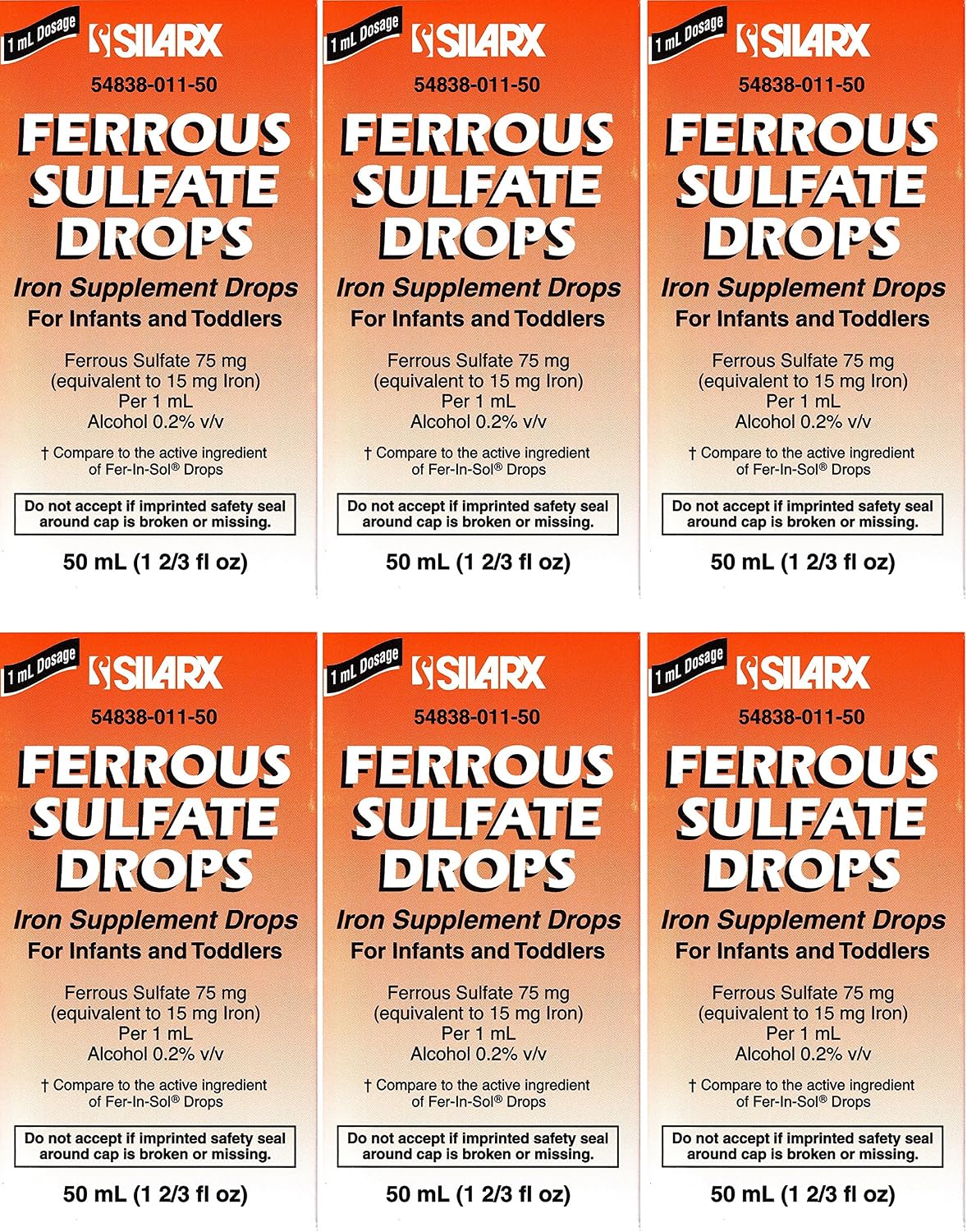 Lannett Ferrous Sulphate Drops 50 mL Iron Supplement Peppermint Flavour 50 mL per Bottle Pack of 6 - görsel 1